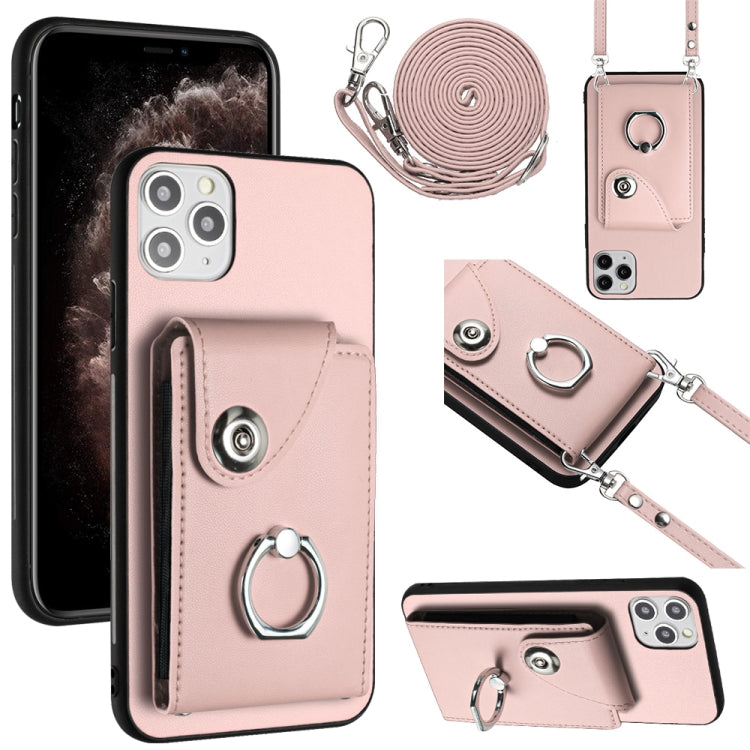 Funda para teléfono con soporte para anillo y bolsa para tarjeta de órgano con cordón largo, For iPhone 12 Pro, For iPhone 12 mini, For iPhone 11 Pro Max, For iPhone 11, For iPhone 11 Pro, For iPhone X / XS, For iPhone XR, For iPhone XS Max