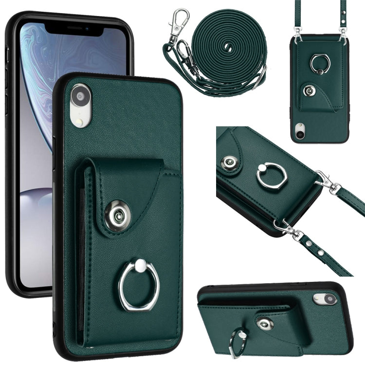Funda para teléfono con soporte para anillo y bolsa para tarjeta de órgano con cordón largo, For iPhone 12 Pro, For iPhone 12 mini, For iPhone 11 Pro Max, For iPhone 11, For iPhone 11 Pro, For iPhone X / XS, For iPhone XR, For iPhone XS Max