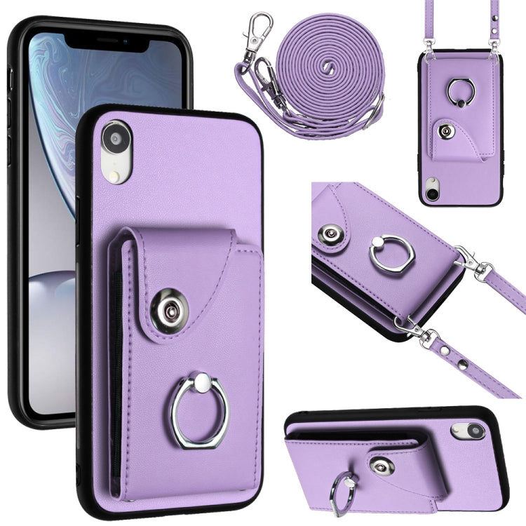 Funda para teléfono con soporte para anillo y bolsa para tarjeta de órgano con cordón largo, For iPhone 12 Pro, For iPhone 12 mini, For iPhone 11 Pro Max, For iPhone 11, For iPhone 11 Pro, For iPhone X / XS, For iPhone XR, For iPhone XS Max