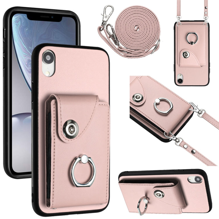 Funda para teléfono con soporte para anillo y bolsa para tarjeta de órgano con cordón largo, For iPhone 12 Pro, For iPhone 12 mini, For iPhone 11 Pro Max, For iPhone 11, For iPhone 11 Pro, For iPhone X / XS, For iPhone XR, For iPhone XS Max