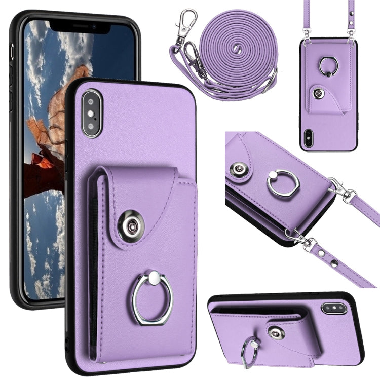 Funda para teléfono con soporte para anillo y bolsa para tarjeta de órgano con cordón largo, For iPhone 12 Pro, For iPhone 12 mini, For iPhone 11 Pro Max, For iPhone 11, For iPhone 11 Pro, For iPhone X / XS, For iPhone XR, For iPhone XS Max
