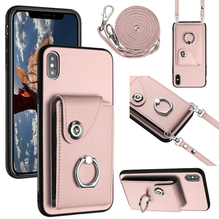 Funda para teléfono con soporte para anillo y bolsa para tarjeta de órgano con cordón largo, For iPhone 12 Pro, For iPhone 12 mini, For iPhone 11 Pro Max, For iPhone 11, For iPhone 11 Pro, For iPhone X / XS, For iPhone XR, For iPhone XS Max