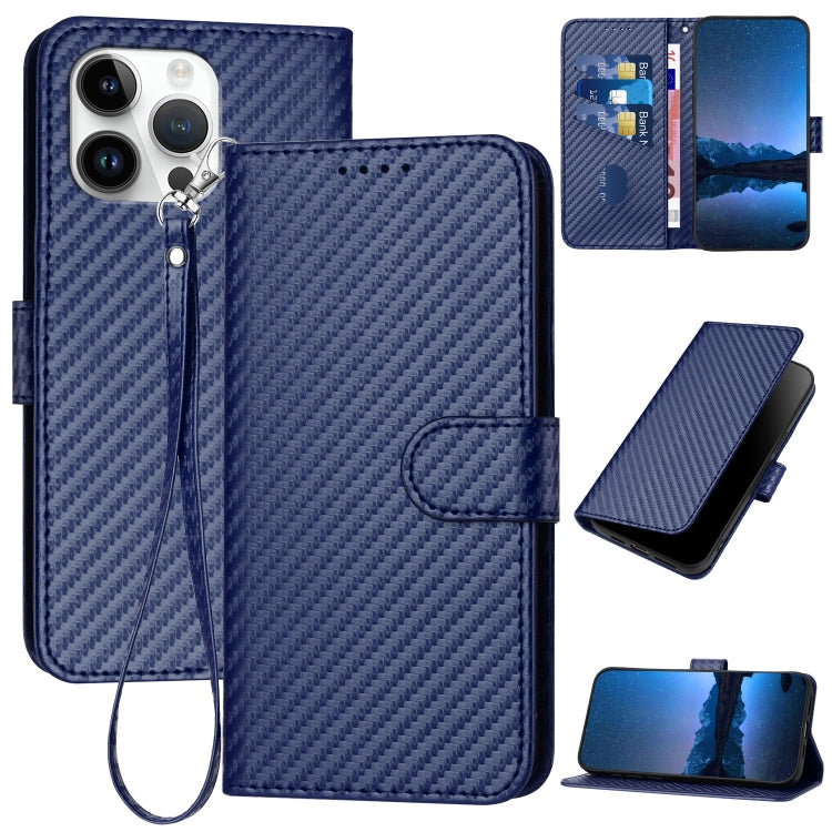 YX0070 Funda de teléfono de cuero con hebilla de fibra de carbono y cordón, For iPhone 16 Pro, For iPhone 16 Plus, For iPhone 16, For iPhone 15 Pro Max, For iPhone 15 Pro, For iPhone 15 Plus
