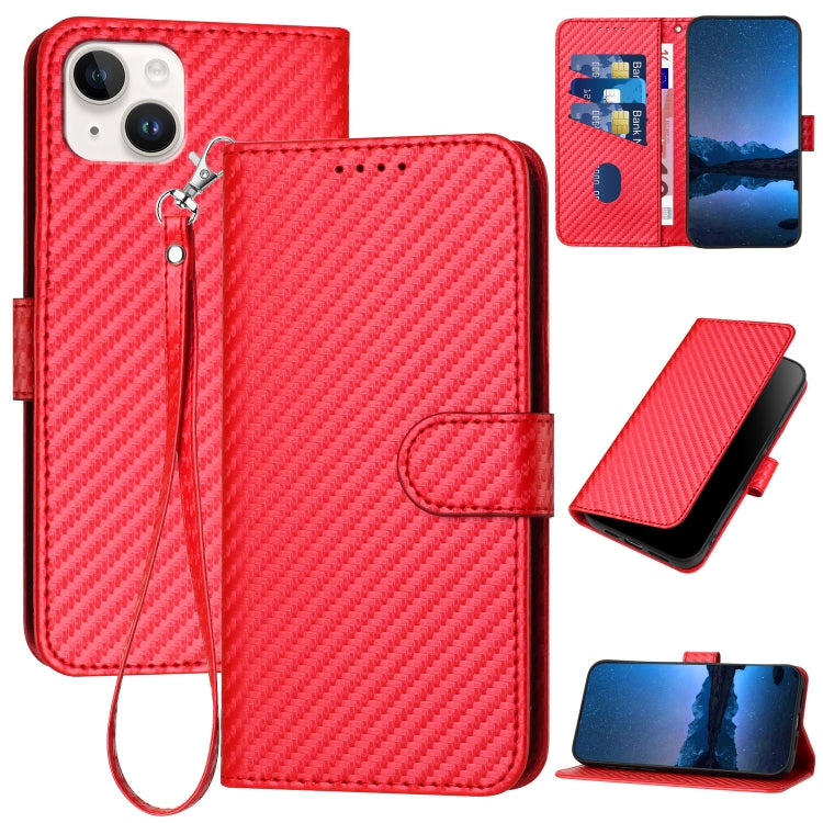 YX0070 Funda de teléfono de cuero con hebilla de fibra de carbono y cordón, For iPhone 16 Pro, For iPhone 16 Plus, For iPhone 16, For iPhone 15 Pro Max, For iPhone 15 Pro, For iPhone 15 Plus