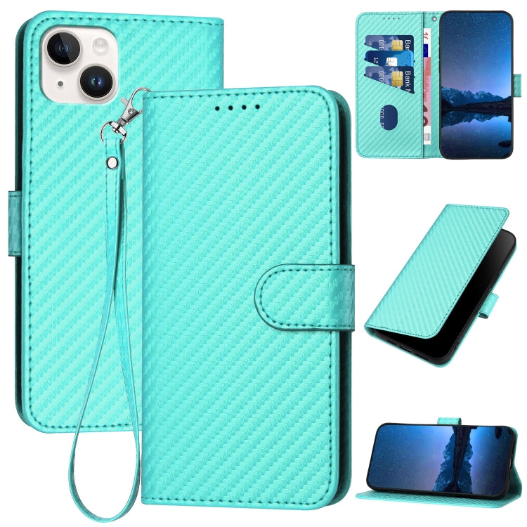 YX0070 Funda de teléfono de cuero con hebilla de fibra de carbono y cordón, For iPhone 16 Pro, For iPhone 16 Plus, For iPhone 16, For iPhone 15 Pro Max, For iPhone 15 Pro, For iPhone 15 Plus