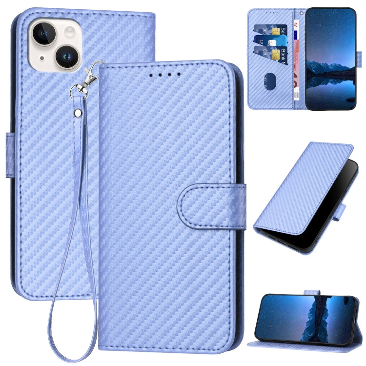 YX0070 Funda de teléfono de cuero con hebilla de fibra de carbono y cordón, For iPhone 16 Pro, For iPhone 16 Plus, For iPhone 16, For iPhone 15 Pro Max, For iPhone 15 Pro, For iPhone 15 Plus