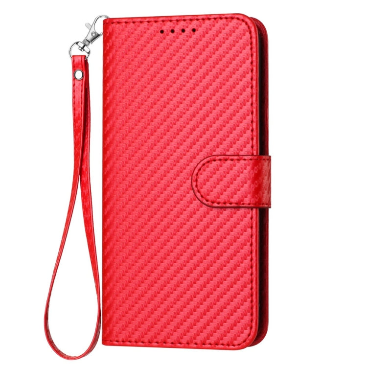 YX0070 Funda de teléfono de cuero con hebilla de fibra de carbono y cordón, For iPhone 16 Pro, For iPhone 16 Plus, For iPhone 16, For iPhone 15 Pro Max, For iPhone 15 Pro, For iPhone 15 Plus