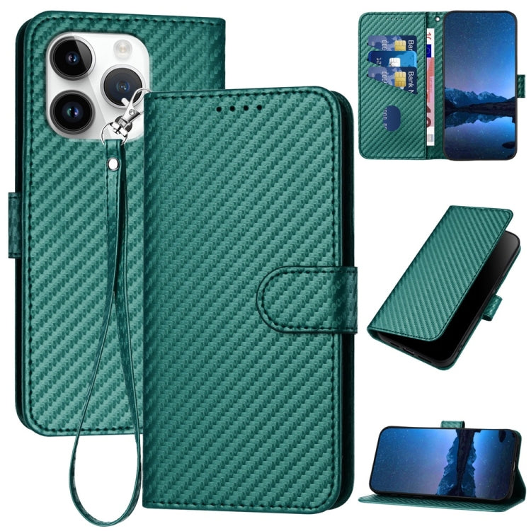 YX0070 Funda de teléfono de cuero con hebilla de fibra de carbono y cordón, For iPhone 16 Pro, For iPhone 16 Plus, For iPhone 16, For iPhone 15 Pro Max, For iPhone 15 Pro, For iPhone 15 Plus