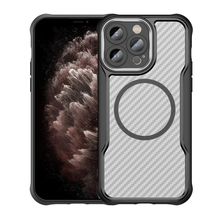 Funda para teléfono translúcida MagSafe con textura de fibra de carbono, For iPhone 11 Pro Max, For iPhone 11, For iPhone 11 Pro