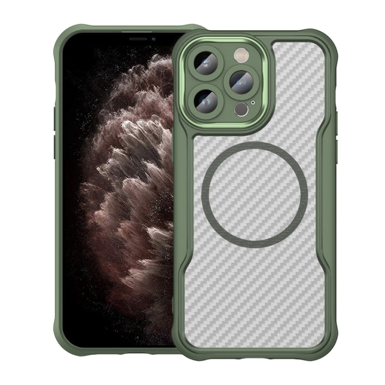 Funda para teléfono translúcida MagSafe con textura de fibra de carbono, For iPhone 11 Pro Max, For iPhone 11, For iPhone 11 Pro