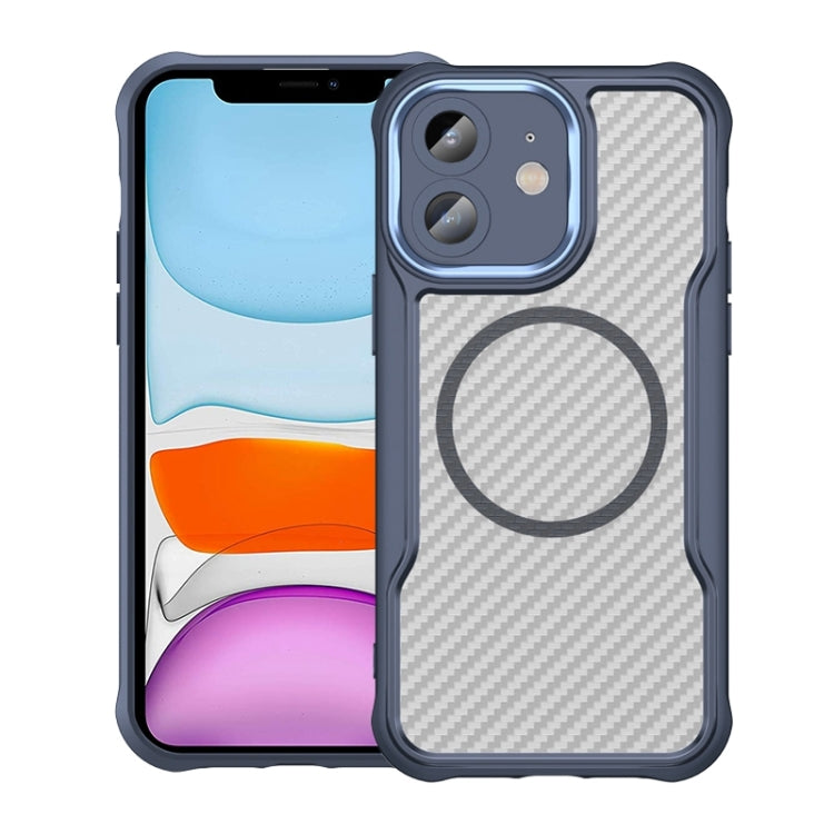 Funda para teléfono translúcida MagSafe con textura de fibra de carbono, For iPhone 11 Pro Max, For iPhone 11, For iPhone 11 Pro