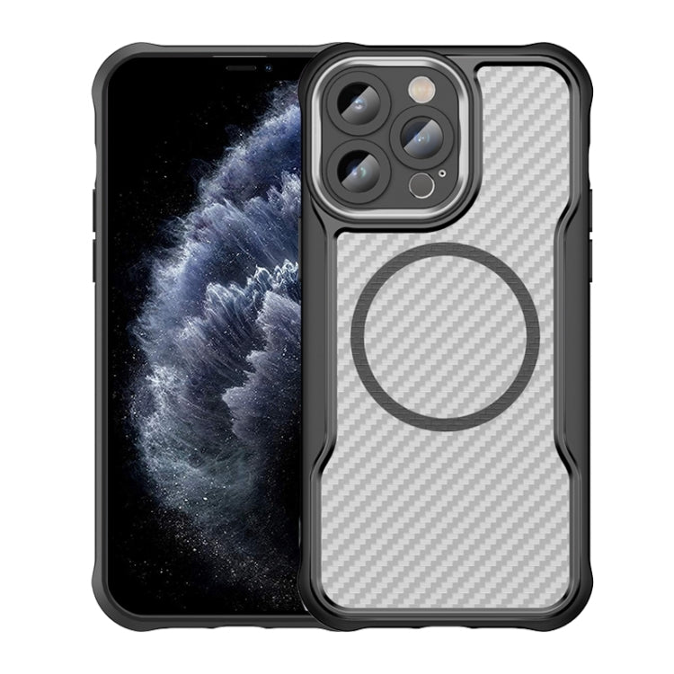 Funda para teléfono translúcida MagSafe con textura de fibra de carbono, For iPhone 11 Pro Max, For iPhone 11, For iPhone 11 Pro