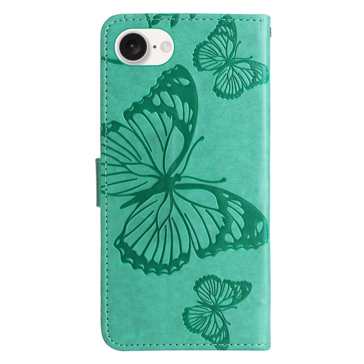 Caja del teléfono del cuero del tirón del patrón en relieve de la mariposa 3D, For iPhone 17e / 16e, For iPhone 16 Pro Max, For iPhone 16 Pro, For iPhone 16 Plus, For iPhone 16