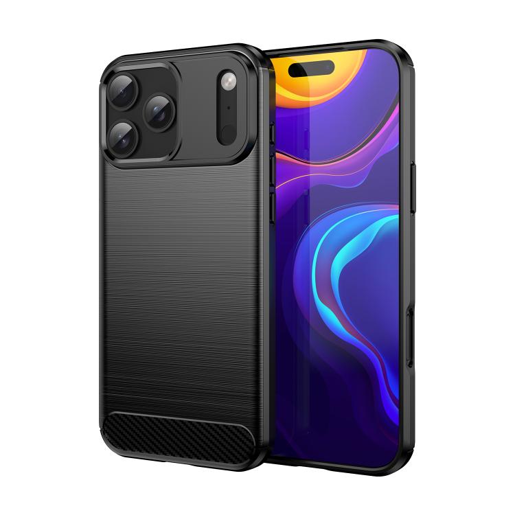 Caja de teléfono de TPU de fibra de carbono con textura cepillada, For iPhone 18, For iPhone 18 Pro, For iPhone 18 Pro Max, For iPhone 17e / 16e, For iPhone 17 Pro Max, For iPhone 17 Pro, For iPhone 17, For iPhone Air, For iPhone 16 Pro Max            ...