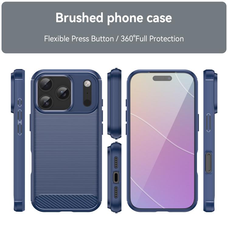 Caja de teléfono de TPU de fibra de carbono con textura cepillada, For iPhone 18 Pro, For iPhone 18 Pro Max, For iPhone 17e / 16e, For iPhone 17 Pro Max, For iPhone 17 Pro, For iPhone 17, For iPhone Air, For iPhone 16 Pro Max, For iPhone 16 Pro        ...