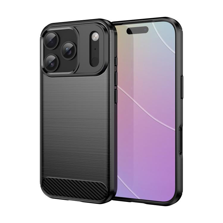 Caja de teléfono de TPU de fibra de carbono con textura cepillada, For iPhone 18, For iPhone 18 Pro, For iPhone 18 Pro Max, For iPhone 17e / 16e, For iPhone 17 Pro Max, For iPhone 17 Pro, For iPhone 17, For iPhone Air, For iPhone 16 Pro Max            ...