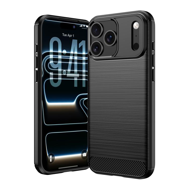 Caja de teléfono de TPU de fibra de carbono con textura cepillada, For iPhone 18, For iPhone 18 Pro, For iPhone 18 Pro Max, For iPhone 17e / 16e, For iPhone 17 Pro Max, For iPhone 17 Pro, For iPhone 17, For iPhone Air, For iPhone 16 Pro Max            ...