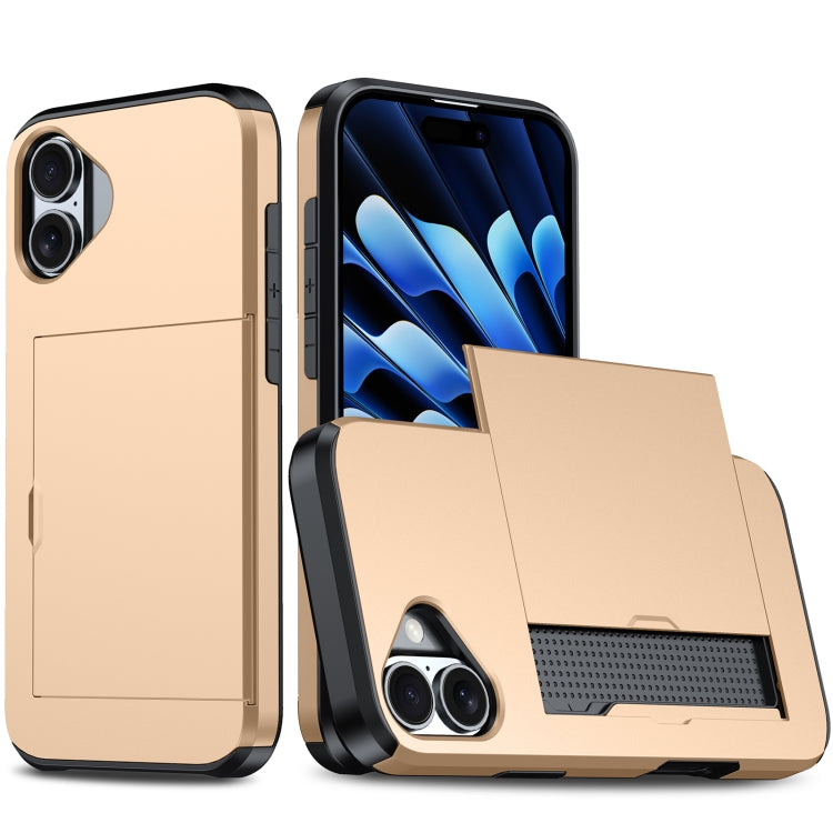 Funda para teléfono con armadura a prueba de golpes y ranura para tarjetas, For iPhone 16 Pro Max, For iPhone 16 Pro, For iPhone 16 Plus, For iPhone 16