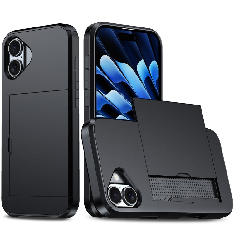 Funda para teléfono con armadura a prueba de golpes y ranura para tarjetas, For iPhone 16 Pro Max, For iPhone 16 Pro, For iPhone 16 Plus, For iPhone 16