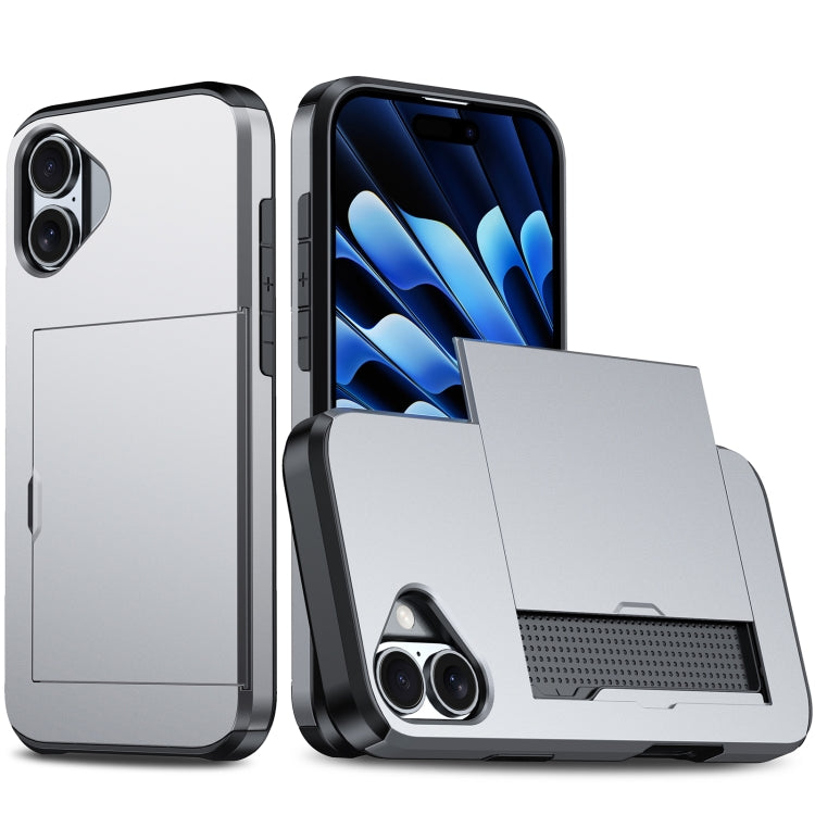 Funda para teléfono con armadura a prueba de golpes y ranura para tarjetas, For iPhone 16 Pro Max, For iPhone 16 Pro, For iPhone 16 Plus, For iPhone 16
