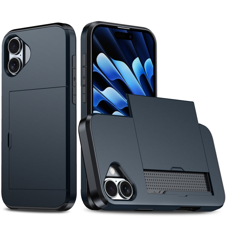 Funda para teléfono con armadura a prueba de golpes y ranura para tarjetas, For iPhone 16 Pro Max, For iPhone 16 Pro, For iPhone 16 Plus, For iPhone 16