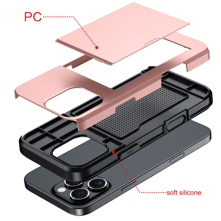 Funda para teléfono con armadura a prueba de golpes y ranura para tarjetas, For iPhone 16 Pro Max, For iPhone 16 Pro, For iPhone 16 Plus, For iPhone 16
