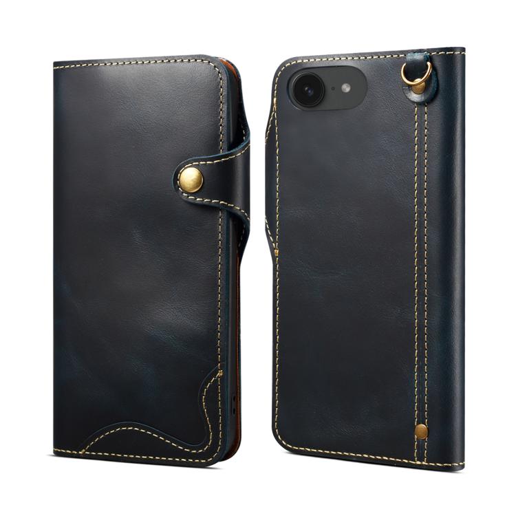 Estuche de cuero genuino con botón magnético y cera de aceite Denior B01 de piel de vaca, For iPhone 17e / 16e, For iPhone 16 Pro Max, For iPhone 16 Pro, For iPhone 16 Plus, For iPhone 16