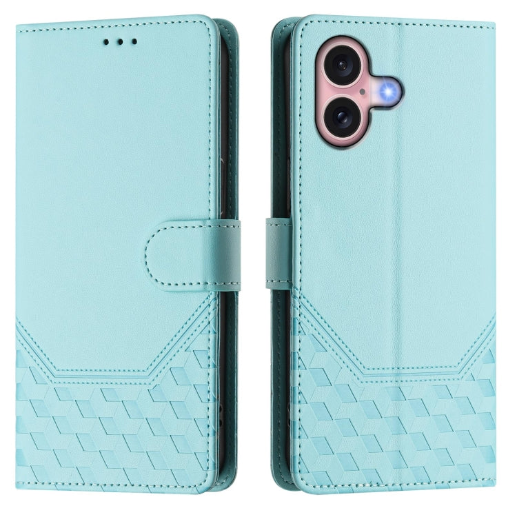 Funda para teléfono de cuero RFID con relieve en forma de panal, For iPhone 16, For iPhone 15 Pro Max, For iPhone 15 Pro, For iPhone 15 Plus, For iPhone 15, For iPhone 14 Plus, For iPhone 14 / 13, For iPhone 14 Pro