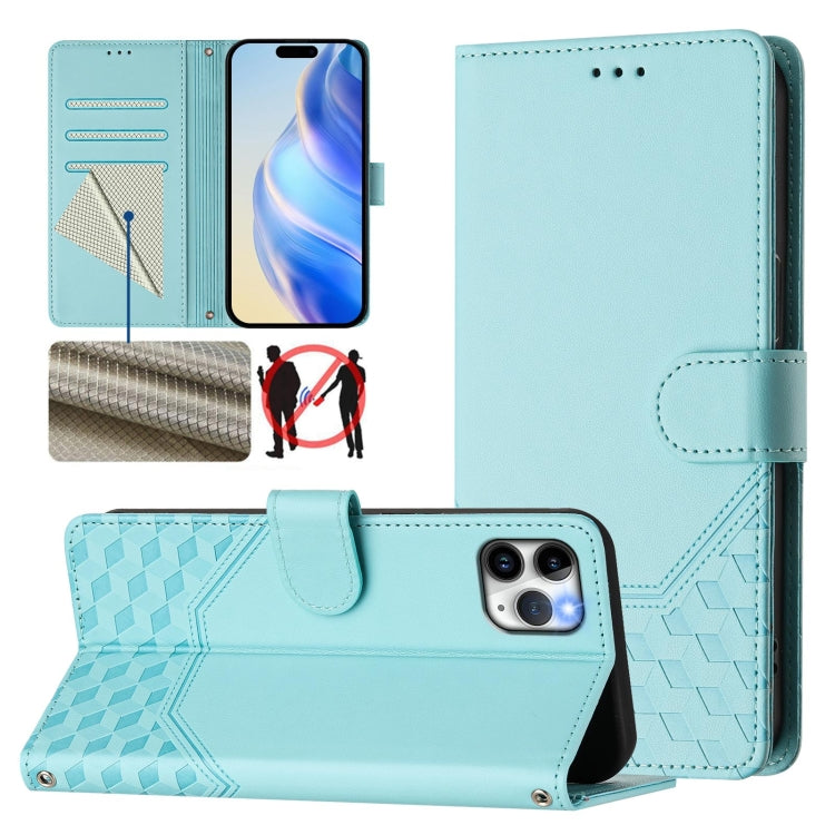 Funda para teléfono de cuero RFID con relieve en forma de panal, For iPhone 11 Pro Max, For iPhone 11, For iPhone 11 Pro, For iPhone X / XS, For iPhone XR, For iPhone XS Max, For iPhone 8 Plus / 7 Plus