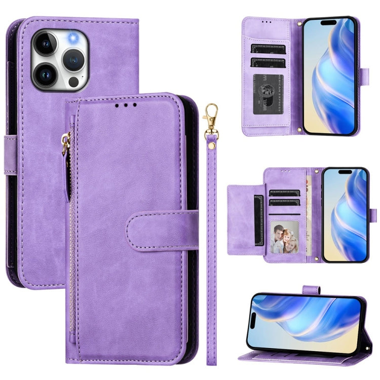 Estuche de cuero para teléfono con cremallera y ranuras para varias tarjetas, For iPhone 17e / 16e, For iPhone 17 Pro Max, For iPhone 17 Pro, For iPhone 17, For iPhone Air, For iPhone 16 Pro Max, For iPhone 16 Pro, For iPhone 16 Plus