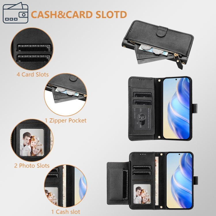 Estuche de cuero para teléfono con cremallera y ranuras para varias tarjetas, For iPhone 14 Pro Max, For iPhone SE 2022 / 2020 / 8 / 7, For iPhone 13 Pro Max, For iPhone 13 Pro, For iPhone 13 mini, For iPhone 12 / 12 Pro, For iPhone 12 Pro Max         ...