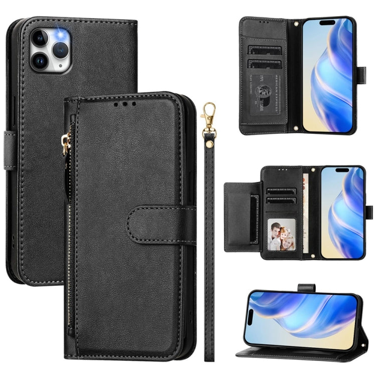 Estuche de cuero para teléfono con cremallera y ranuras para varias tarjetas, For iPhone 11 Pro Max, For iPhone 11, For iPhone 11 Pro, For iPhone X / XS, For iPhone XR, For iPhone XS Max, For iPhone 8 Plus / 7 Plus