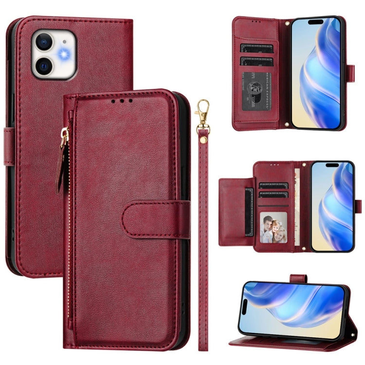Estuche de cuero para teléfono con cremallera y ranuras para varias tarjetas, For iPhone 11 Pro Max, For iPhone 11, For iPhone 11 Pro, For iPhone X / XS, For iPhone XR, For iPhone XS Max, For iPhone 8 Plus / 7 Plus