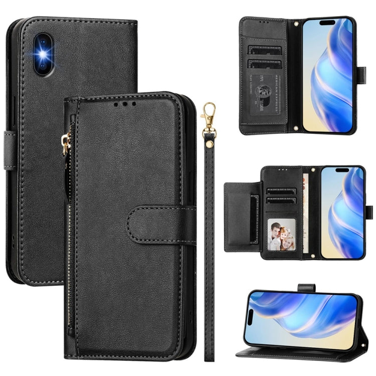 Estuche de cuero para teléfono con cremallera y ranuras para varias tarjetas, For iPhone 11 Pro Max, For iPhone 11, For iPhone 11 Pro, For iPhone X / XS, For iPhone XR, For iPhone XS Max, For iPhone 8 Plus / 7 Plus