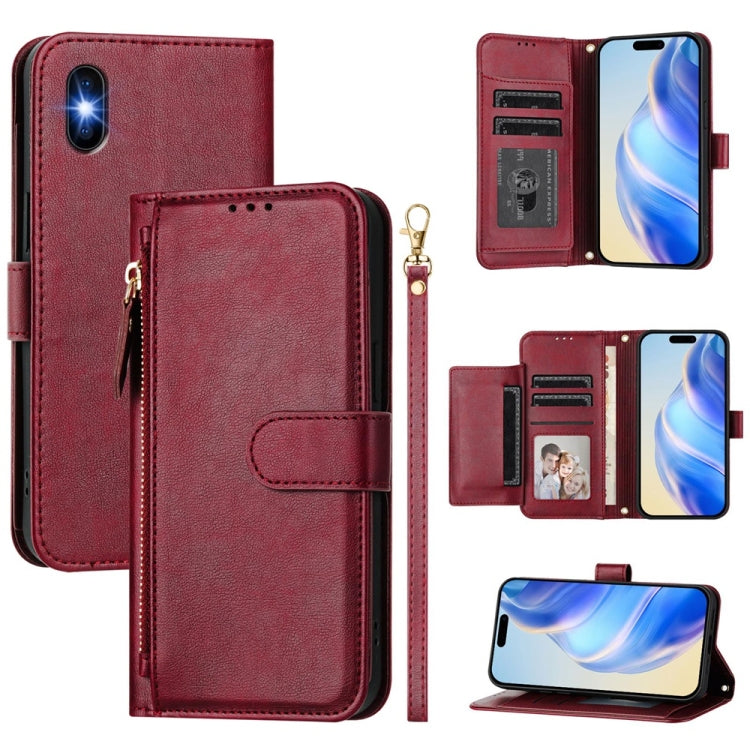 Estuche de cuero para teléfono con cremallera y ranuras para varias tarjetas, For iPhone 11 Pro Max, For iPhone 11, For iPhone 11 Pro, For iPhone X / XS, For iPhone XR, For iPhone XS Max, For iPhone 8 Plus / 7 Plus