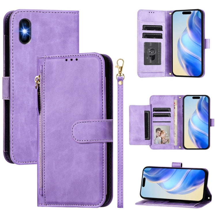 Estuche de cuero para teléfono con cremallera y ranuras para varias tarjetas, For iPhone 11 Pro Max, For iPhone 11, For iPhone 11 Pro, For iPhone X / XS, For iPhone XR, For iPhone XS Max, For iPhone 8 Plus / 7 Plus