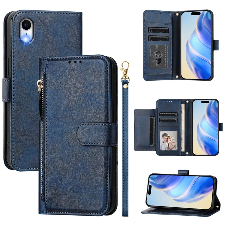 Estuche de cuero para teléfono con cremallera y ranuras para varias tarjetas, For iPhone 11 Pro Max, For iPhone 11, For iPhone 11 Pro, For iPhone X / XS, For iPhone XR, For iPhone XS Max, For iPhone 8 Plus / 7 Plus