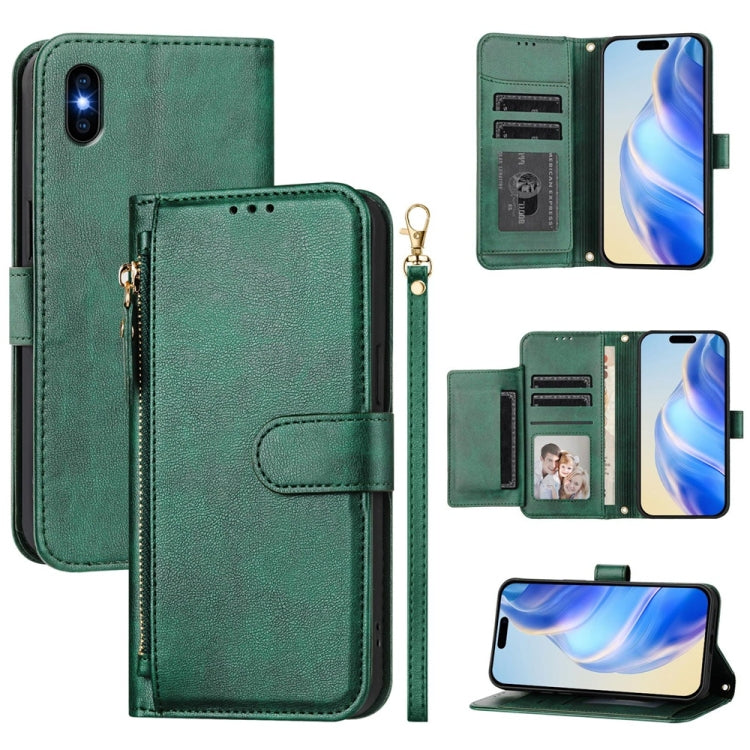 Estuche de cuero para teléfono con cremallera y ranuras para varias tarjetas, For iPhone 11 Pro Max, For iPhone 11, For iPhone 11 Pro, For iPhone X / XS, For iPhone XR, For iPhone XS Max, For iPhone 8 Plus / 7 Plus