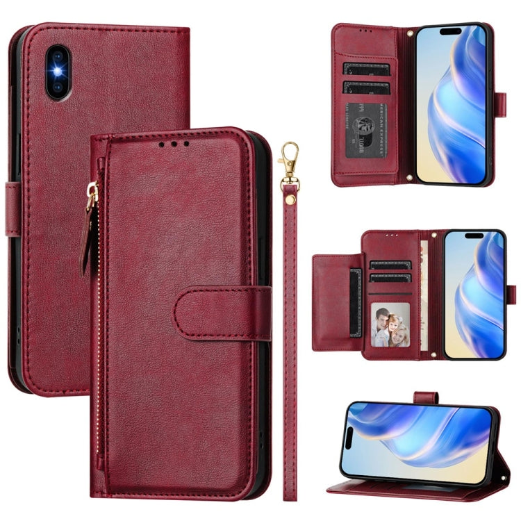 Estuche de cuero para teléfono con cremallera y ranuras para varias tarjetas, For iPhone 11 Pro Max, For iPhone 11, For iPhone 11 Pro, For iPhone X / XS, For iPhone XR, For iPhone XS Max, For iPhone 8 Plus / 7 Plus