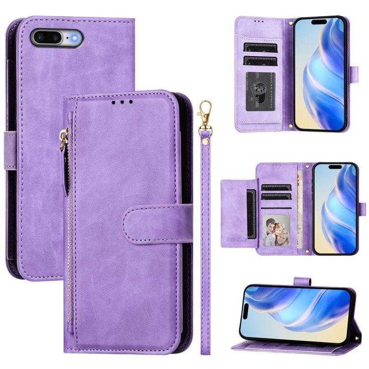 Estuche de cuero para teléfono con cremallera y ranuras para varias tarjetas, For iPhone 11 Pro Max, For iPhone 11, For iPhone 11 Pro, For iPhone X / XS, For iPhone XR, For iPhone XS Max, For iPhone 8 Plus / 7 Plus