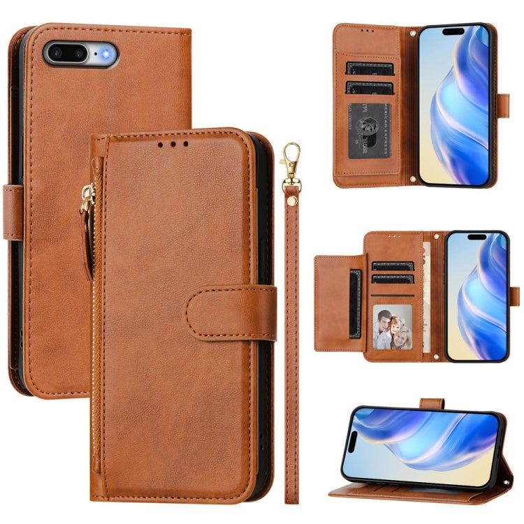 Estuche de cuero para teléfono con cremallera y ranuras para varias tarjetas, For iPhone 11 Pro Max, For iPhone 11, For iPhone 11 Pro, For iPhone X / XS, For iPhone XR, For iPhone XS Max, For iPhone 8 Plus / 7 Plus