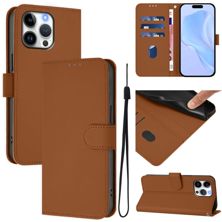 Funda para teléfono de piel de color liso con cordón y tacto agradable al tacto, For iPhone Air, For iPhone 16 Pro Max