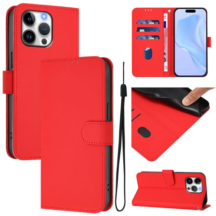 Funda para teléfono de piel de color liso con cordón y tacto agradable al tacto, For iPhone Air, For iPhone 16 Pro Max