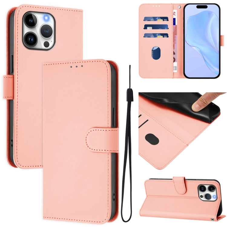 Funda para teléfono de piel de color liso con cordón y tacto agradable al tacto, For iPhone Air, For iPhone 16 Pro Max