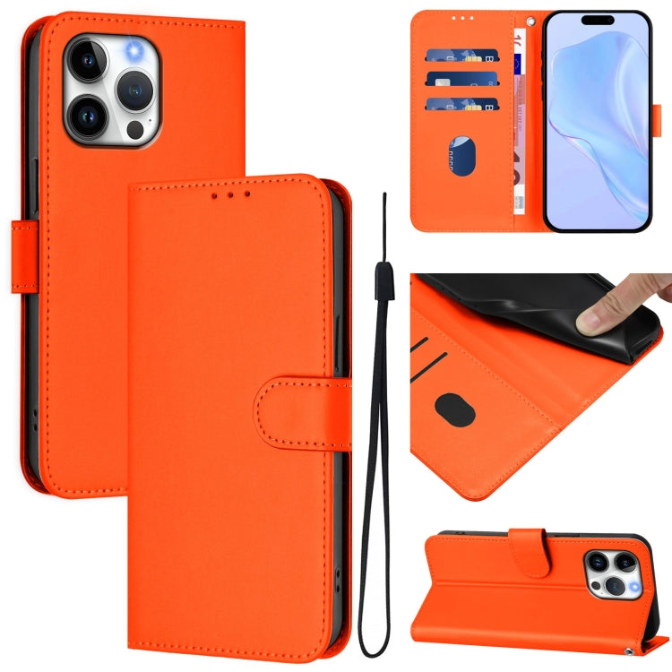 Funda para teléfono de piel de color liso con cordón y tacto agradable al tacto, For iPhone Air, For iPhone 16 Pro Max