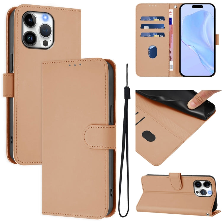 Funda para teléfono de piel de color liso con cordón y tacto agradable al tacto, For iPhone Air, For iPhone 16 Pro Max