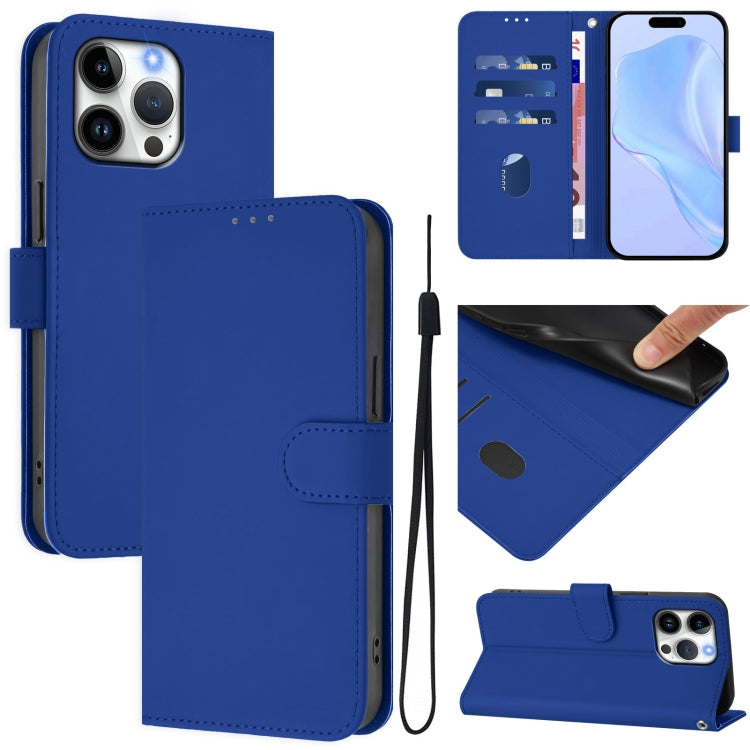 Funda para teléfono de piel de color liso con cordón y tacto agradable al tacto, For iPhone Air, For iPhone 16 Pro Max