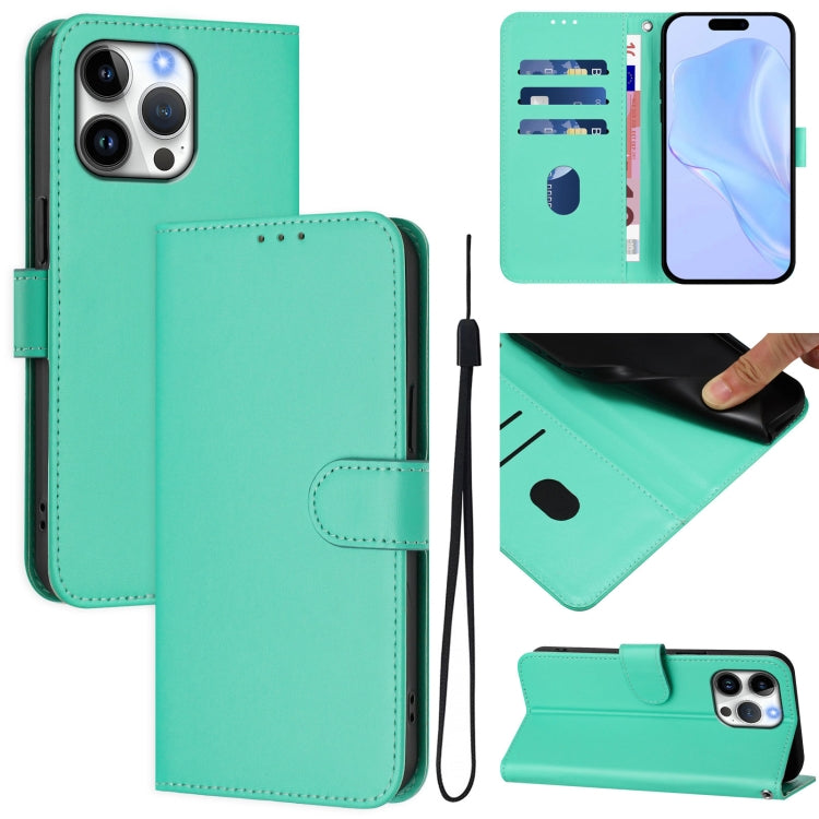 Funda para teléfono de piel de color liso con cordón y tacto agradable al tacto, For iPhone Air, For iPhone 16 Pro Max