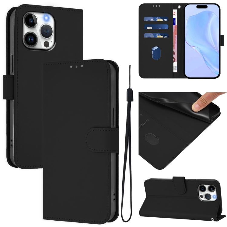 Funda para teléfono de piel de color liso con cordón y tacto agradable al tacto, For iPhone Air, For iPhone 16 Pro Max