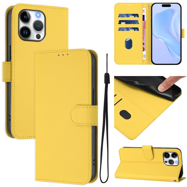 Funda para teléfono de piel de color liso con cordón y tacto agradable al tacto, For iPhone Air, For iPhone 16 Pro Max